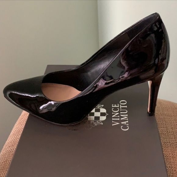 ♡♡ Vince Camuto Black Stiletto Heels | Vegan Leather 8½ - Picture 2 of 8